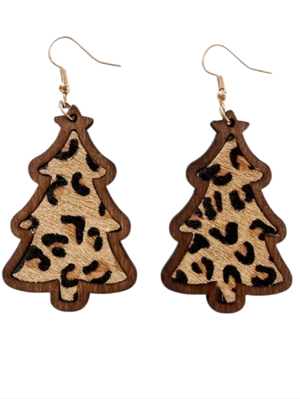 CHRISTMAS TREE WOODEN EARRINGS